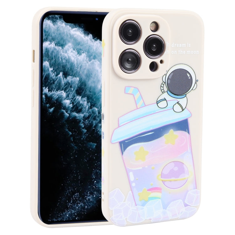 Milk Tea Astronaut Pattern Liquid Silicone Phone Case