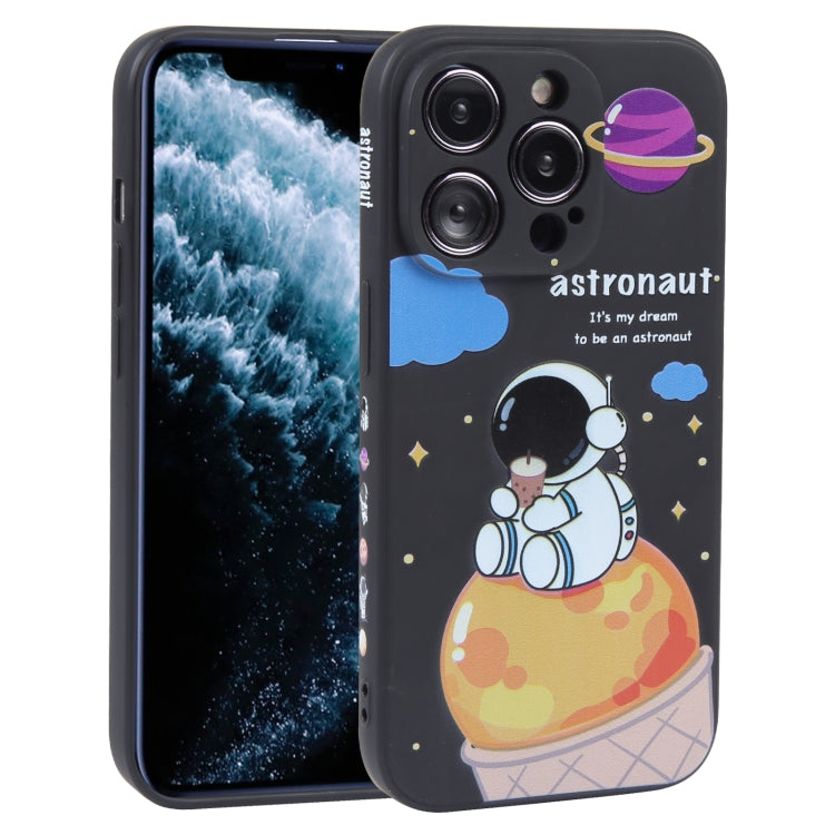 Milk Tea Astronaut Pattern Liquid Silicone Phone Case