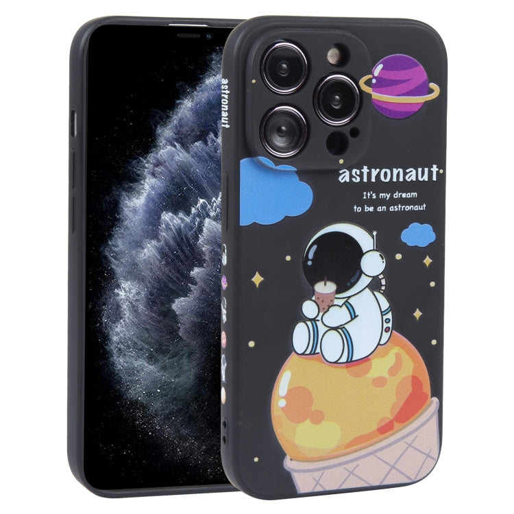 Milk Tea Astronaut Pattern Liquid Silicone Phone Case