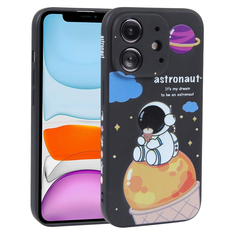 Milk Tea Astronaut Pattern Liquid Silicone Phone Case