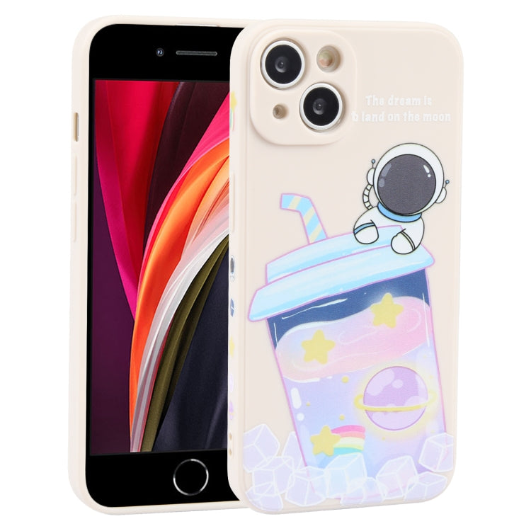 Milk Tea Astronaut Pattern Liquid Silicone Phone Case