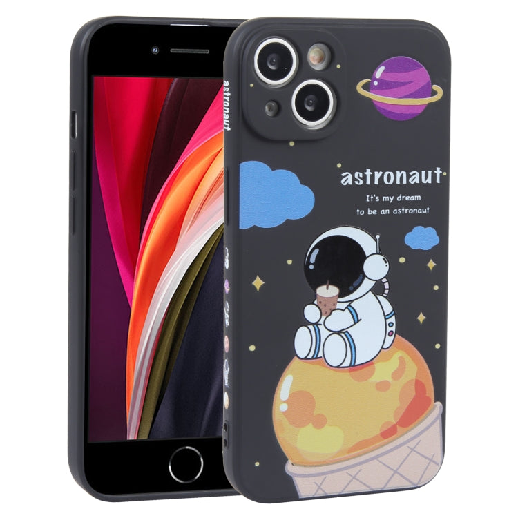 Milk Tea Astronaut Pattern Liquid Silicone Phone Case