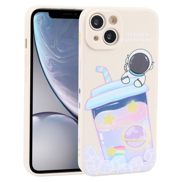 Milk Tea Astronaut Pattern Liquid Silicone Phone Case