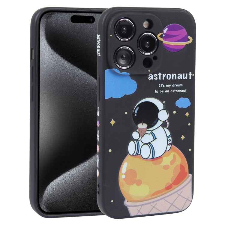 Milk Tea Astronaut Pattern Liquid Silicone Phone Case