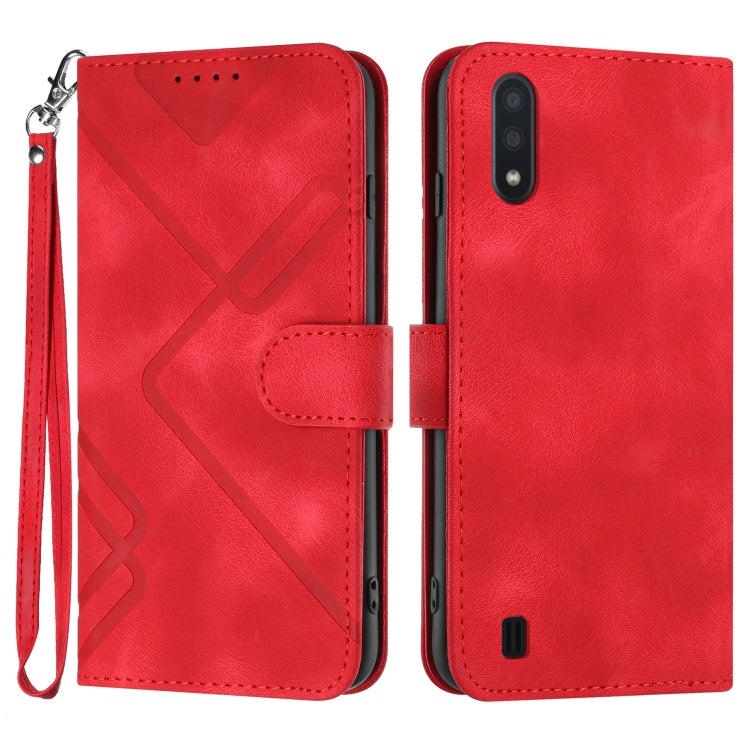 Line Pattern Skin Feel Leather Phone Case, For Samsung Galaxy A12, For Samsung Galaxy Note20 Ultra, For Samsung Galaxy Note20, For Samsung Galaxy A01 / M01, For Samsung Galaxy A21s, For Samsung Galaxy A51 5G, For Samsung Galaxy A71 5G                  ...