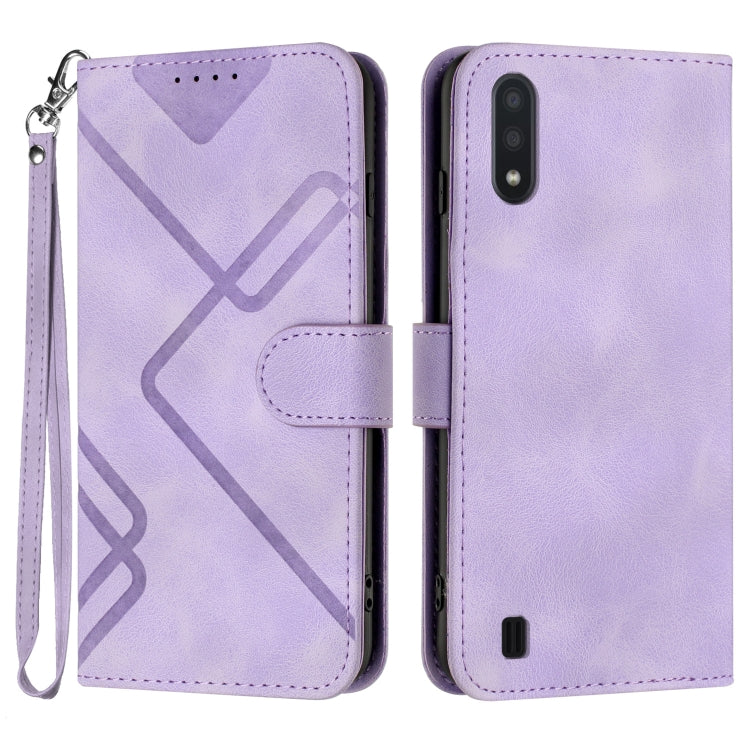Line Pattern Skin Feel Leather Phone Case, For Samsung Galaxy A12, For Samsung Galaxy Note20 Ultra, For Samsung Galaxy Note20, For Samsung Galaxy A01 / M01, For Samsung Galaxy A21s, For Samsung Galaxy A51 5G, For Samsung Galaxy A71 5G                  ...