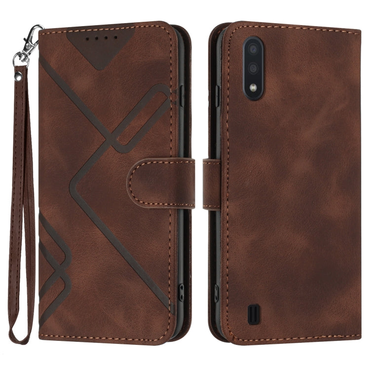 Line Pattern Skin Feel Leather Phone Case, For Samsung Galaxy A20s, For Samsung Galaxy Note10+, For Samsung Galaxy A20e / A10e, For Samsung Galaxy A70, For Samsung Galaxy A40, For Samsung Galaxy A10 / M10, For Samsung Galaxy A20 / A30                  ...