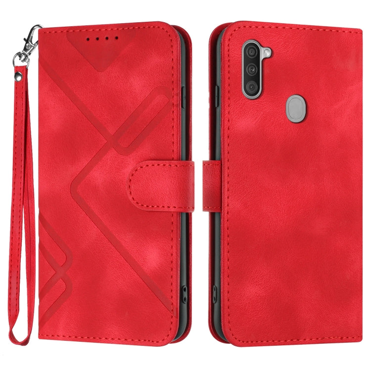 Line Pattern Skin Feel Leather Phone Case, For Samsung Galaxy A11 EU Version, For Samsung Galaxy S20, For Samsung Galaxy S20+, For Samsung Galaxy A21 EU Version, For Samsung Galaxy A71 4G, For Samsung Galaxy A51 4G, For Samsung Galaxy A50 / A50s       ...