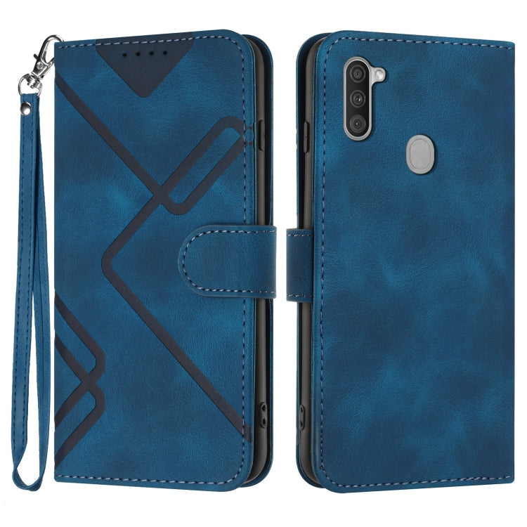 Line Pattern Skin Feel Leather Phone Case, For Samsung Galaxy A11 EU Version, For Samsung Galaxy S20, For Samsung Galaxy S20+, For Samsung Galaxy A21 EU Version, For Samsung Galaxy A71 4G, For Samsung Galaxy A51 4G, For Samsung Galaxy A50 / A50s       ...