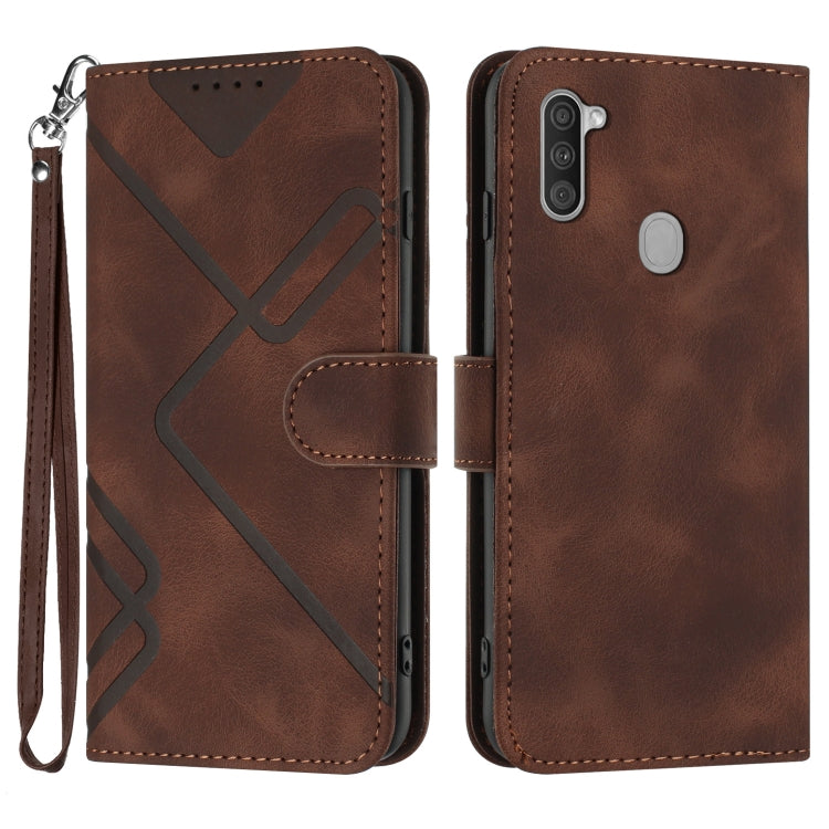 Line Pattern Skin Feel Leather Phone Case, For Samsung Galaxy A11 EU Version, For Samsung Galaxy S20, For Samsung Galaxy S20+, For Samsung Galaxy A21 EU Version, For Samsung Galaxy A71 4G, For Samsung Galaxy A51 4G, For Samsung Galaxy A50 / A50s       ...
