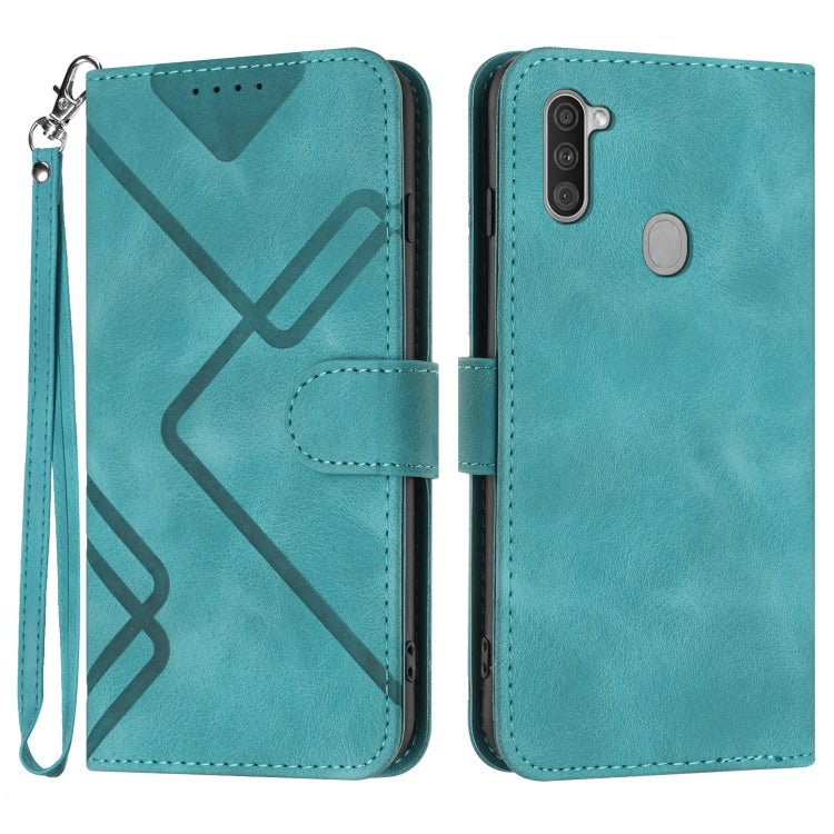 Line Pattern Skin Feel Leather Phone Case, For Samsung Galaxy A11 EU Version, For Samsung Galaxy S20, For Samsung Galaxy S20+, For Samsung Galaxy A21 EU Version, For Samsung Galaxy A71 4G, For Samsung Galaxy A51 4G, For Samsung Galaxy A50 / A50s       ...