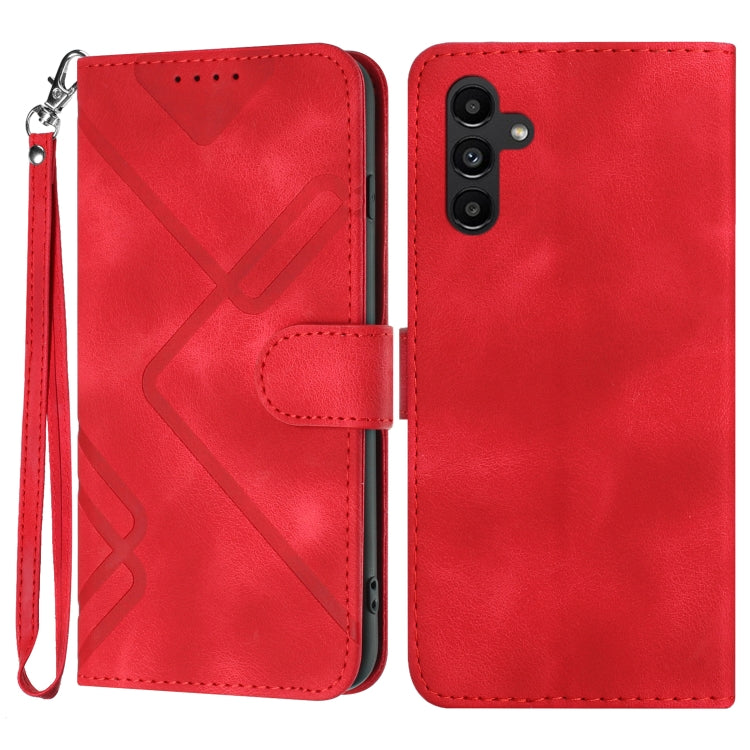 Line Pattern Skin Feel Leather Phone Case, For Samsung Galaxy S22 5G, For Samsung Galaxy A13 5G, For Samsung Galaxy Xcover 5, For Samsung Galaxy A03s 166mm, For Samsung Galaxy A41, For Samsung Galaxy A22 4G, For Samsung Galaxy A22 5G                   ...