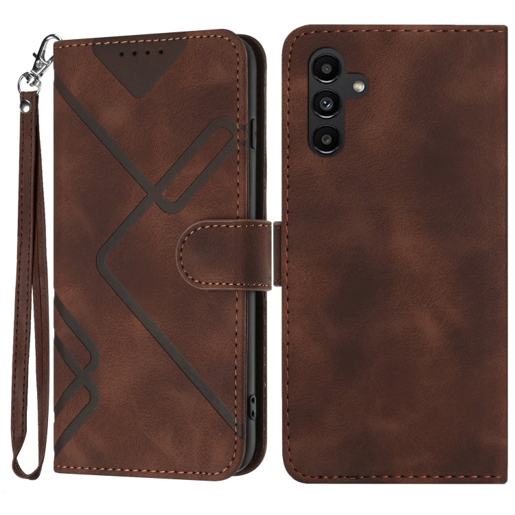 Line Pattern Skin Feel Leather Phone Case, For Samsung Galaxy S22 5G, For Samsung Galaxy A13 5G, For Samsung Galaxy Xcover 5, For Samsung Galaxy A03s 166mm, For Samsung Galaxy A41, For Samsung Galaxy A22 4G, For Samsung Galaxy A22 5G                   ...