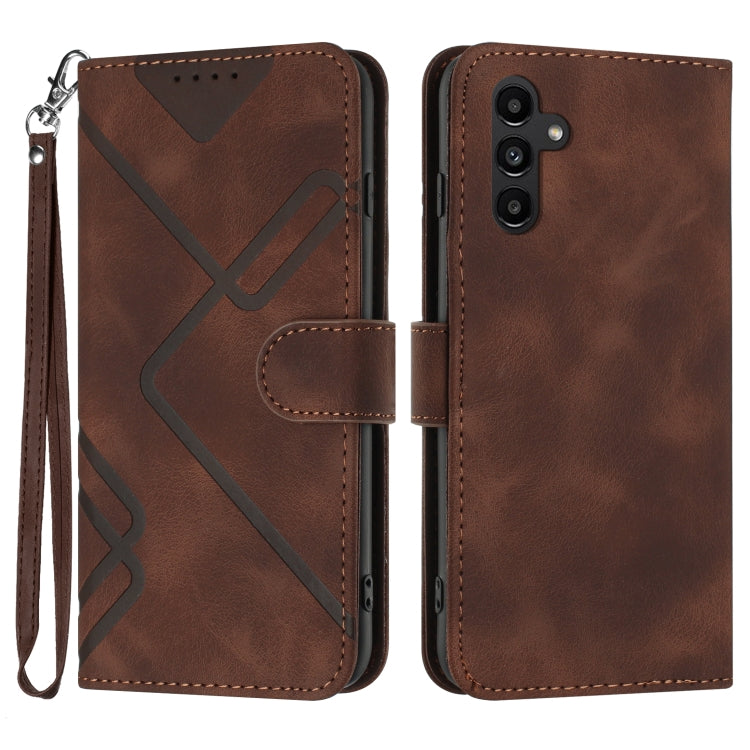 Line Pattern Skin Feel Leather Phone Case, For Samsung Galaxy S23+ 5G, For Samsung Galaxy S23 5G, For Samsung Galaxy A14 5G, For Samsung Galaxy M13 India / F13, For Samsung Galaxy S20 FE, For Samsung Galaxy Xcover6 Pro, For Samsung Galaxy M53 5G       ...