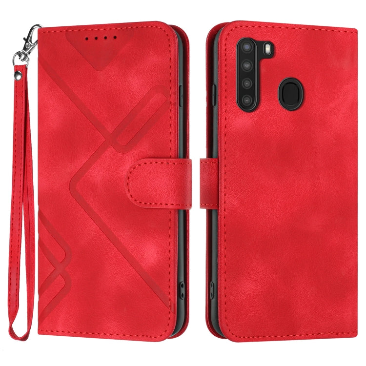 Line Pattern Skin Feel Leather Phone Case, For Samsung Galaxy A11 EU Version, For Samsung Galaxy S20, For Samsung Galaxy S20+, For Samsung Galaxy A21 EU Version, For Samsung Galaxy A71 4G, For Samsung Galaxy A51 4G, For Samsung Galaxy A50 / A50s       ...