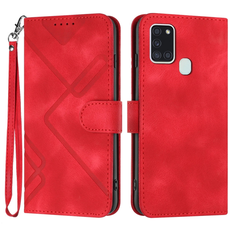 Line Pattern Skin Feel Leather Phone Case, For Samsung Galaxy A12, For Samsung Galaxy Note20 Ultra, For Samsung Galaxy Note20, For Samsung Galaxy A01 / M01, For Samsung Galaxy A21s, For Samsung Galaxy A51 5G, For Samsung Galaxy A71 5G                  ...