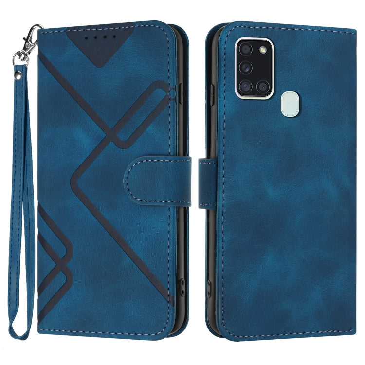 Line Pattern Skin Feel Leather Phone Case, For Samsung Galaxy A12, For Samsung Galaxy Note20 Ultra, For Samsung Galaxy Note20, For Samsung Galaxy A01 / M01, For Samsung Galaxy A21s, For Samsung Galaxy A51 5G, For Samsung Galaxy A71 5G                  ...