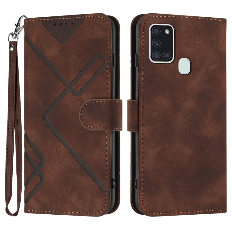 Line Pattern Skin Feel Leather Phone Case, For Samsung Galaxy A12, For Samsung Galaxy Note20 Ultra, For Samsung Galaxy Note20, For Samsung Galaxy A01 / M01, For Samsung Galaxy A21s, For Samsung Galaxy A51 5G, For Samsung Galaxy A71 5G                  ...
