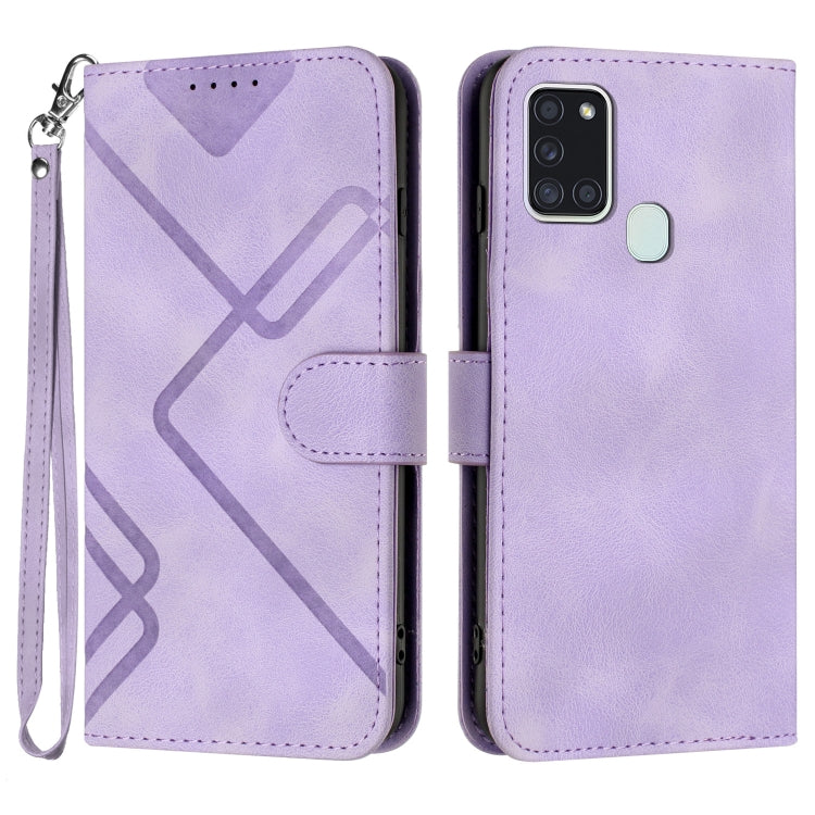 Line Pattern Skin Feel Leather Phone Case, For Samsung Galaxy A12, For Samsung Galaxy Note20 Ultra, For Samsung Galaxy Note20, For Samsung Galaxy A01 / M01, For Samsung Galaxy A21s, For Samsung Galaxy A51 5G, For Samsung Galaxy A71 5G                  ...