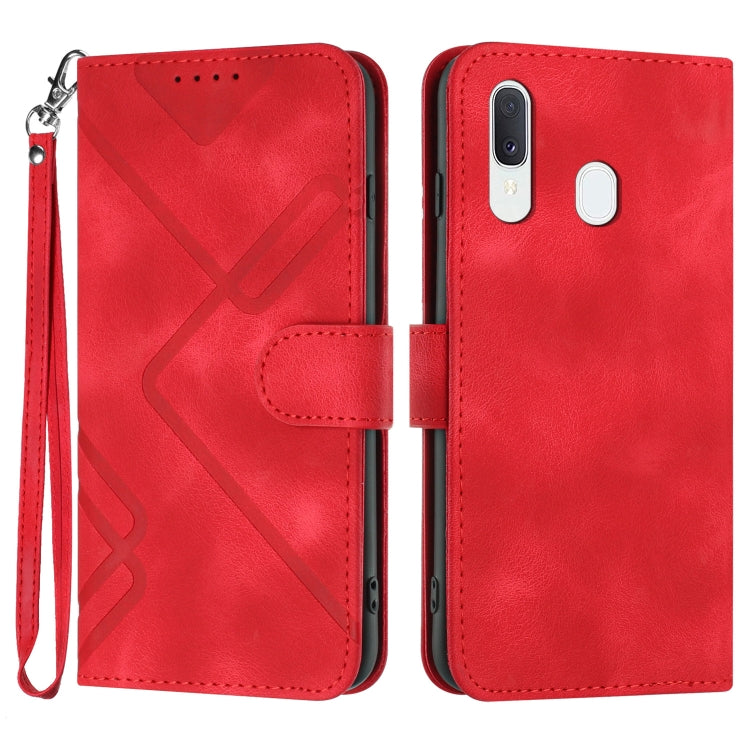 Line Pattern Skin Feel Leather Phone Case, For Samsung Galaxy A20s, For Samsung Galaxy Note10+, For Samsung Galaxy A20e / A10e, For Samsung Galaxy A70, For Samsung Galaxy A40, For Samsung Galaxy A10 / M10, For Samsung Galaxy A20 / A30                  ...