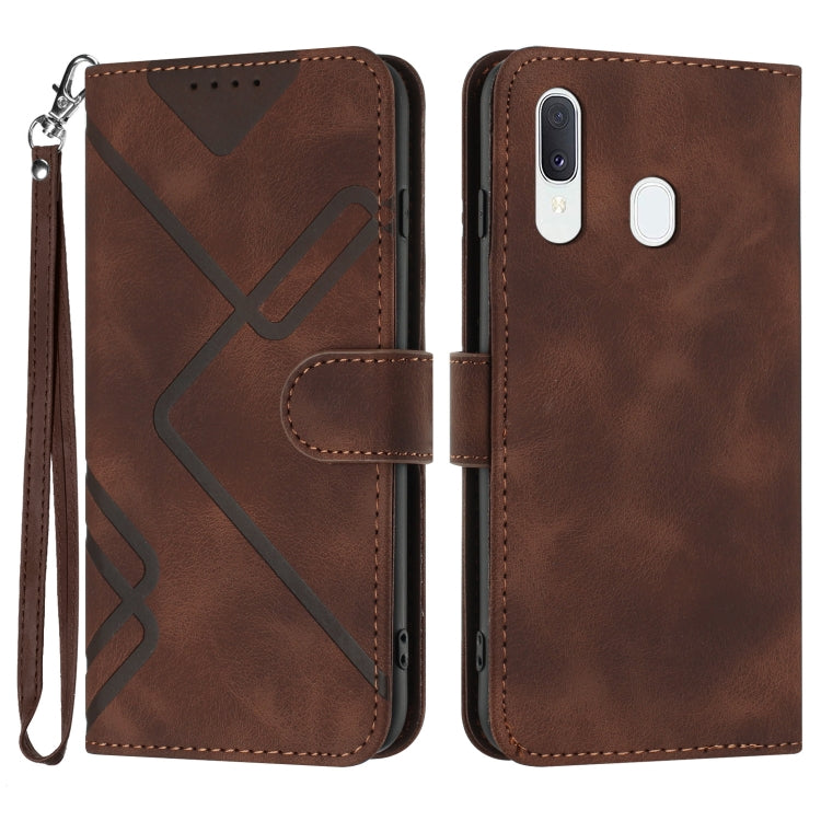 Line Pattern Skin Feel Leather Phone Case, For Samsung Galaxy A20s, For Samsung Galaxy Note10+, For Samsung Galaxy A20e / A10e, For Samsung Galaxy A70, For Samsung Galaxy A40, For Samsung Galaxy A10 / M10, For Samsung Galaxy A20 / A30                  ...