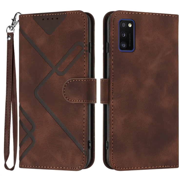 Line Pattern Skin Feel Leather Phone Case, For Samsung Galaxy S22 5G, For Samsung Galaxy A13 5G, For Samsung Galaxy Xcover 5, For Samsung Galaxy A03s 166mm, For Samsung Galaxy A41, For Samsung Galaxy A22 4G, For Samsung Galaxy A22 5G                   ...