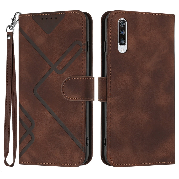 Line Pattern Skin Feel Leather Phone Case, For Samsung Galaxy A20s, For Samsung Galaxy Note10+, For Samsung Galaxy A20e / A10e, For Samsung Galaxy A70, For Samsung Galaxy A40, For Samsung Galaxy A10 / M10, For Samsung Galaxy A20 / A30                  ...