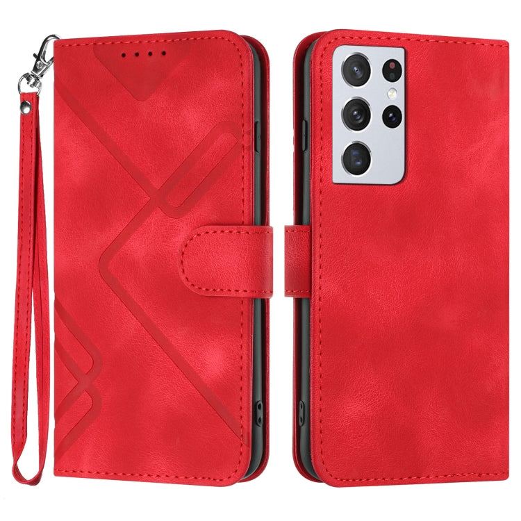 Line Pattern Skin Feel Leather Phone Case, For Samsung Galaxy A32 4G, For Samsung Galaxy A02 EU Version, For Samsung Galaxy A72 4G/5G, For Samsung Galaxy A52 4G/5G, For Samsung Galaxy S21 5G, For Samsung Galaxy S21+ 5G, For Samsung Galaxy S21 Ultra 5G ...