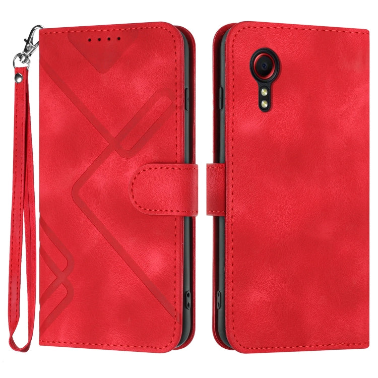 Line Pattern Skin Feel Leather Phone Case, For Samsung Galaxy S22 5G, For Samsung Galaxy A13 5G, For Samsung Galaxy Xcover 5, For Samsung Galaxy A03s 166mm, For Samsung Galaxy A41, For Samsung Galaxy A22 4G, For Samsung Galaxy A22 5G                   ...