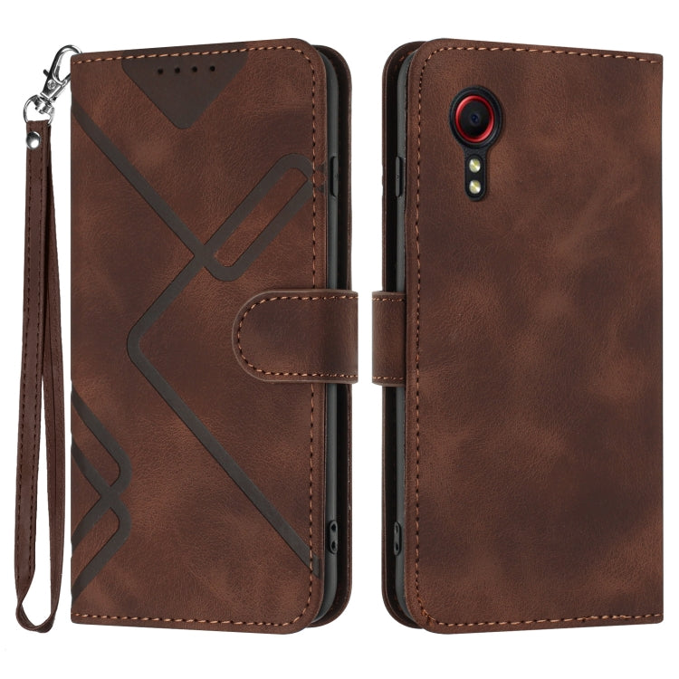 Line Pattern Skin Feel Leather Phone Case, For Samsung Galaxy S22 5G, For Samsung Galaxy A13 5G, For Samsung Galaxy Xcover 5, For Samsung Galaxy A03s 166mm, For Samsung Galaxy A41, For Samsung Galaxy A22 4G, For Samsung Galaxy A22 5G                   ...