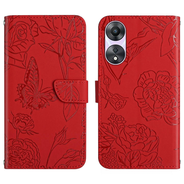 HT03 Skin Feel Butterfly Embossed Flip Leather Phone Case, For OPPO A80 EU / A3 Pro Global, For OPPO A3 Pro 5G India, For OPPO K12x 5G Global, For OPPO A60 4G, For OPPO Reno11 F 5G/F25 Pro 5G, For OPPO A18 / A38 4G, For OPPO A58 4G, For OPPO Reno10 Pro...