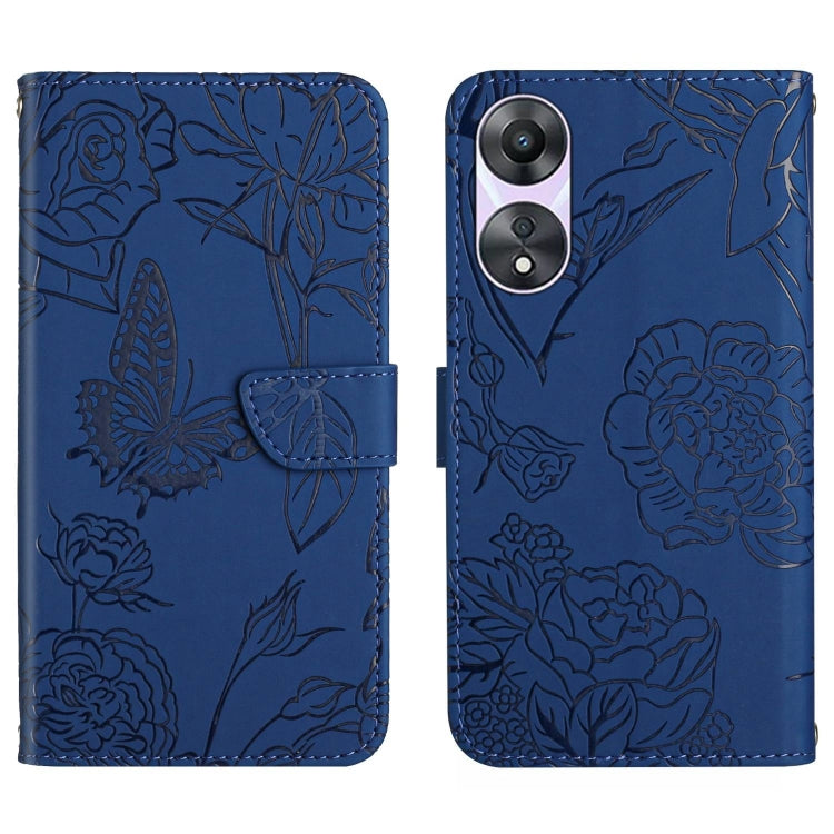 HT03 Skin Feel Butterfly Embossed Flip Leather Phone Case, For OPPO A80 EU / A3 Pro Global, For OPPO A3 Pro 5G India, For OPPO K12x 5G Global, For OPPO A60 4G, For OPPO Reno11 F 5G/F25 Pro 5G, For OPPO A18 / A38 4G, For OPPO A58 4G, For OPPO Reno10 Pro...