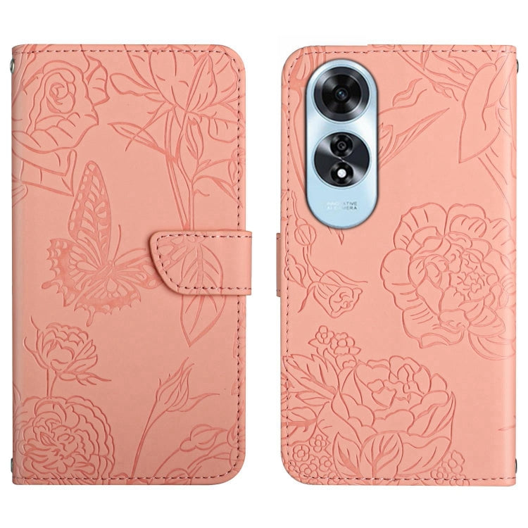 HT03 Skin Feel Butterfly Embossed Flip Leather Phone Case, For OPPO A80 EU / A3 Pro Global, For OPPO A3 Pro 5G India, For OPPO K12x 5G Global, For OPPO A60 4G, For OPPO Reno11 F 5G/F25 Pro 5G, For OPPO A18 / A38 4G, For OPPO A58 4G, For OPPO Reno10 Pro...