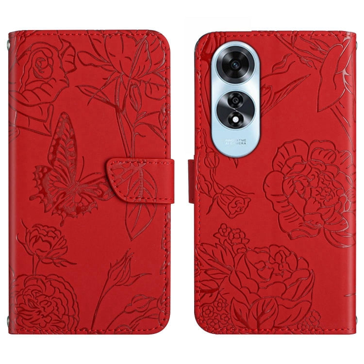 HT03 Skin Feel Butterfly Embossed Flip Leather Phone Case, For OPPO A80 EU / A3 Pro Global, For OPPO A3 Pro 5G India, For OPPO K12x 5G Global, For OPPO A60 4G, For OPPO Reno11 F 5G/F25 Pro 5G, For OPPO A18 / A38 4G, For OPPO A58 4G, For OPPO Reno10 Pro...
