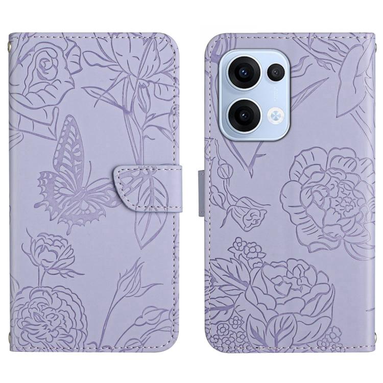 HT03 Skin Feel Butterfly Embossed Flip Leather Phone Case