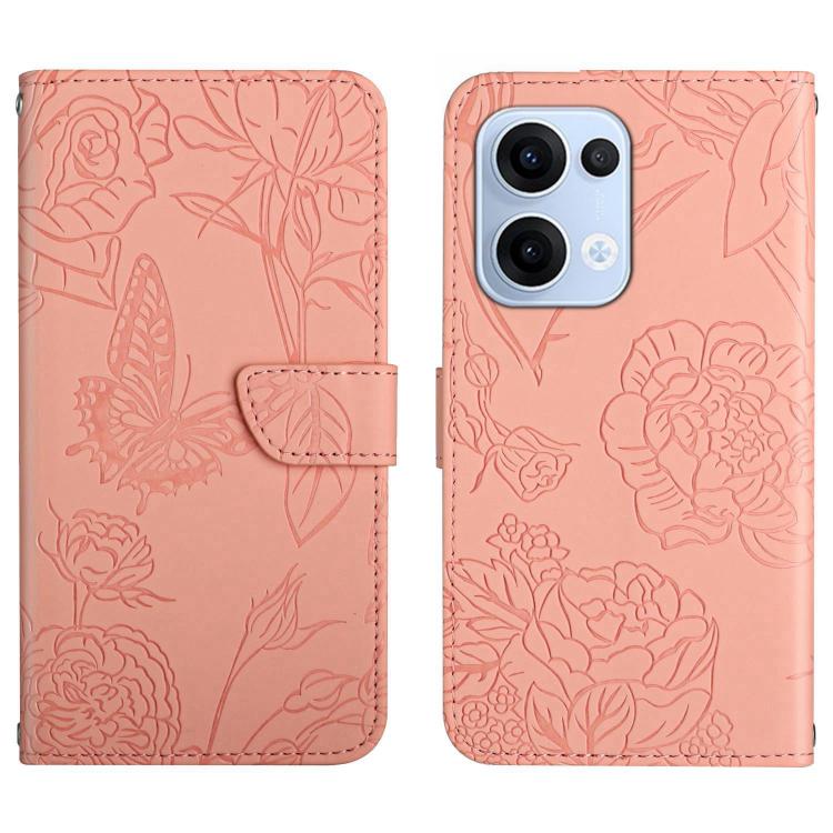 HT03 Skin Feel Butterfly Embossed Flip Leather Phone Case