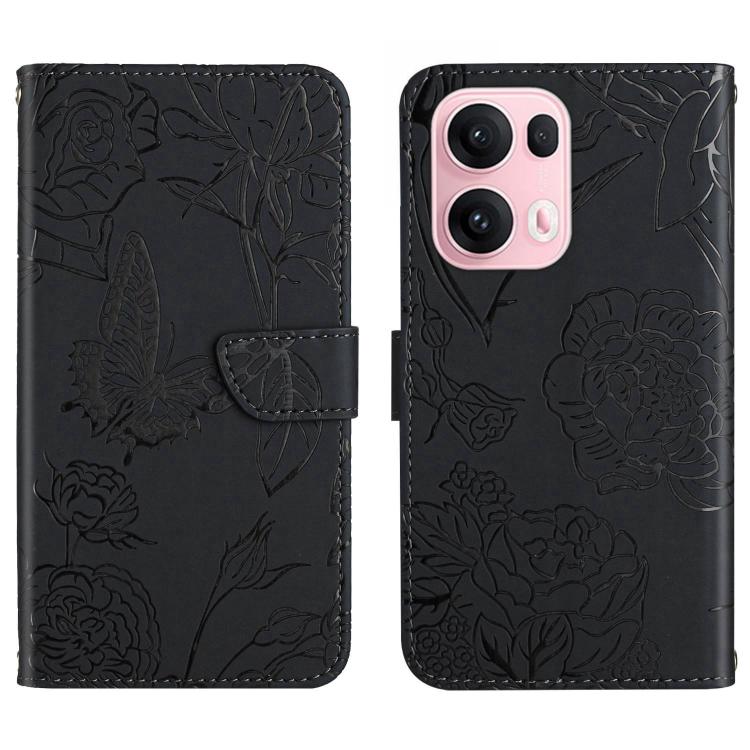 HT03 Skin Feel Butterfly Embossed Flip Leather Phone Case