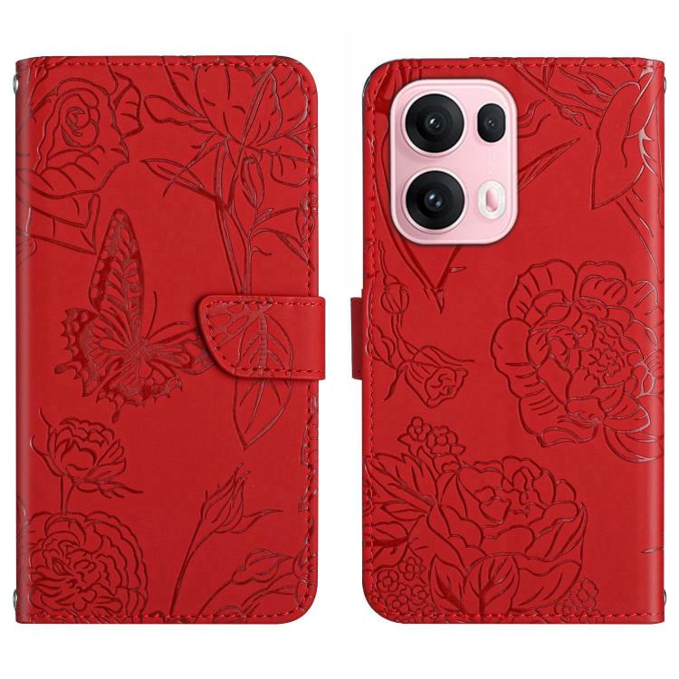 HT03 Skin Feel Butterfly Embossed Flip Leather Phone Case