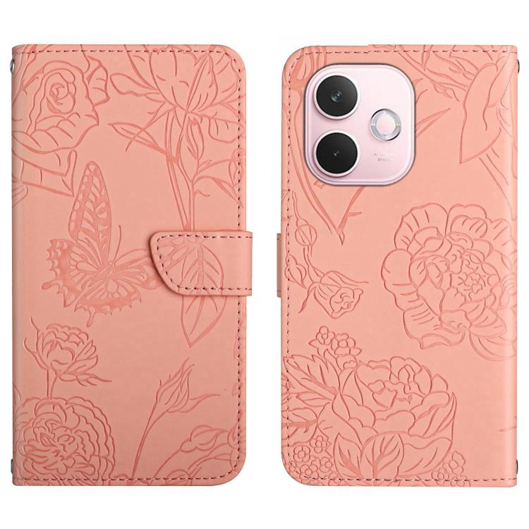 HT03 Skin Feel Butterfly Embossed Flip Leather Phone Case