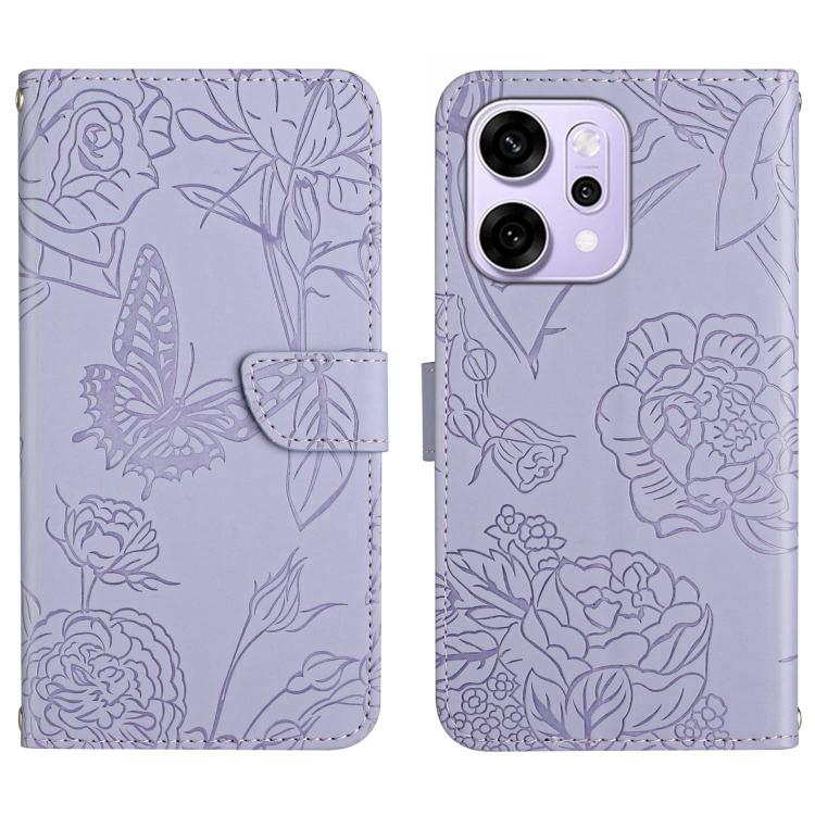 HT03 Skin Feel Butterfly Embossed Flip Leather Phone Case