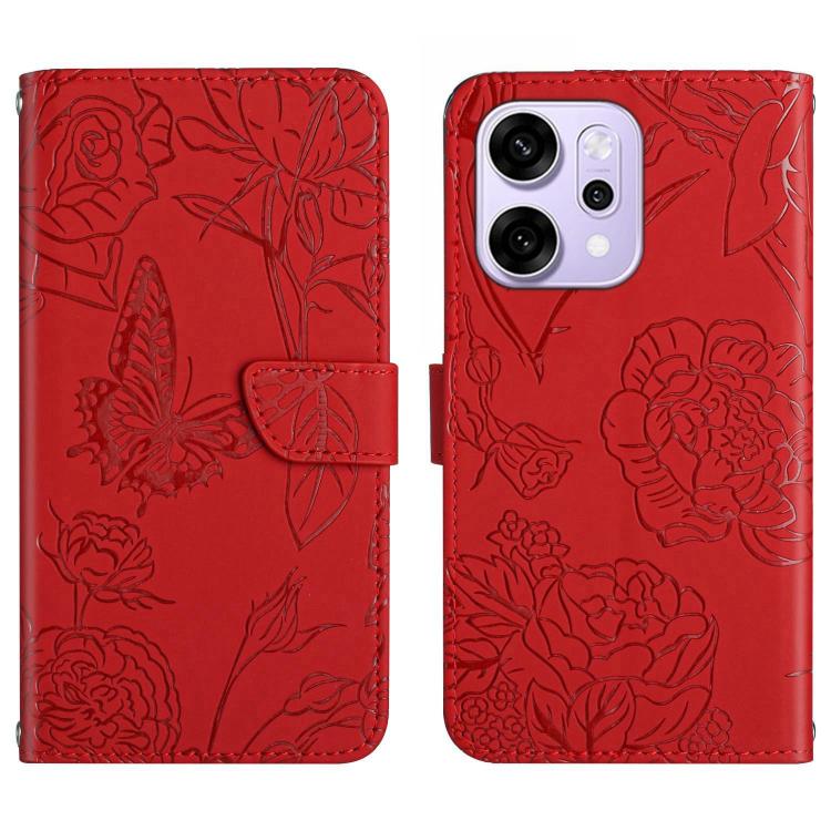 HT03 Skin Feel Butterfly Embossed Flip Leather Phone Case