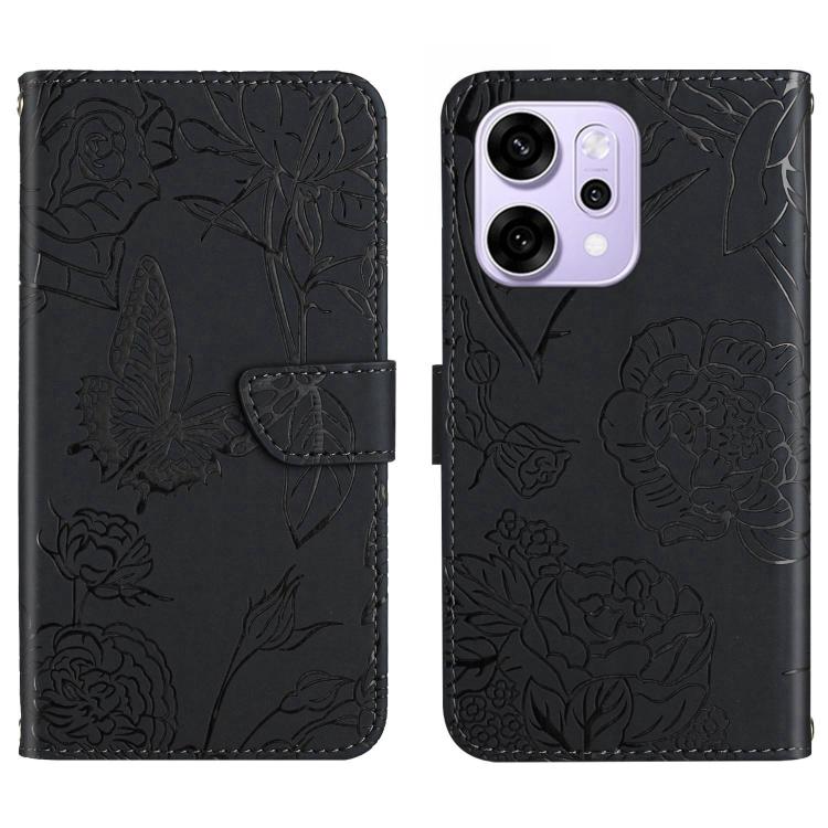 HT03 Skin Feel Butterfly Embossed Flip Leather Phone Case