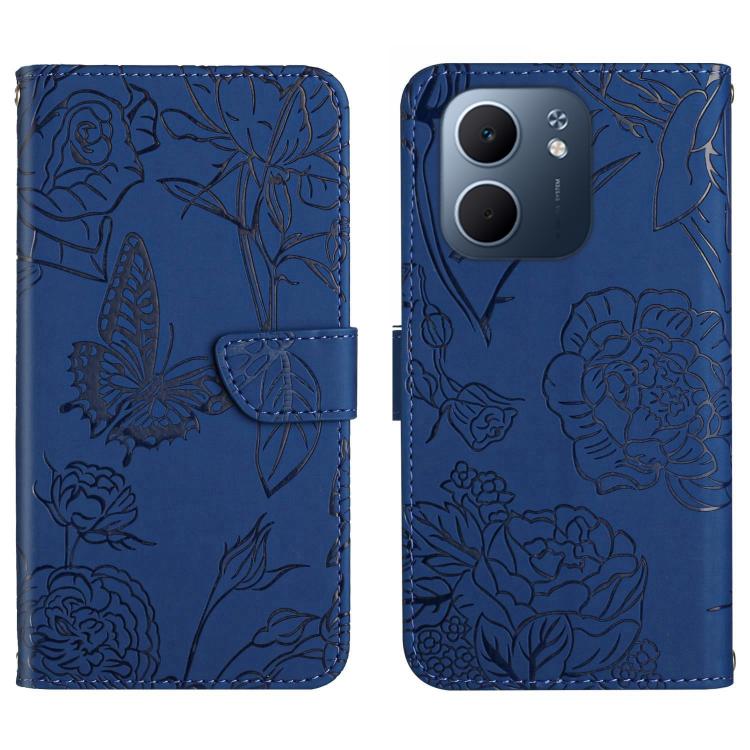HT03 Skin Feel Butterfly Embossed Flip Leather Phone Case