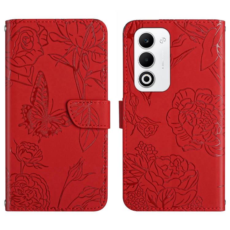 HT03 Skin Feel Butterfly Embossed Flip Leather Phone Case