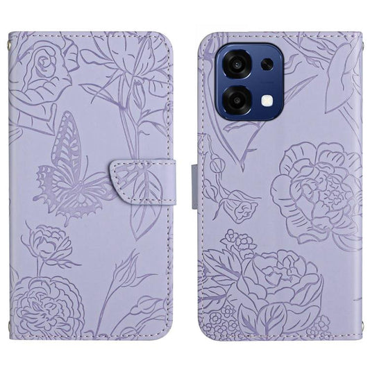 HT03 Skin Feel Butterfly Embossed Flip Leather Phone Case