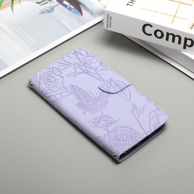 HT03 Skin Feel Butterfly Embossed Flip Leather Phone Case