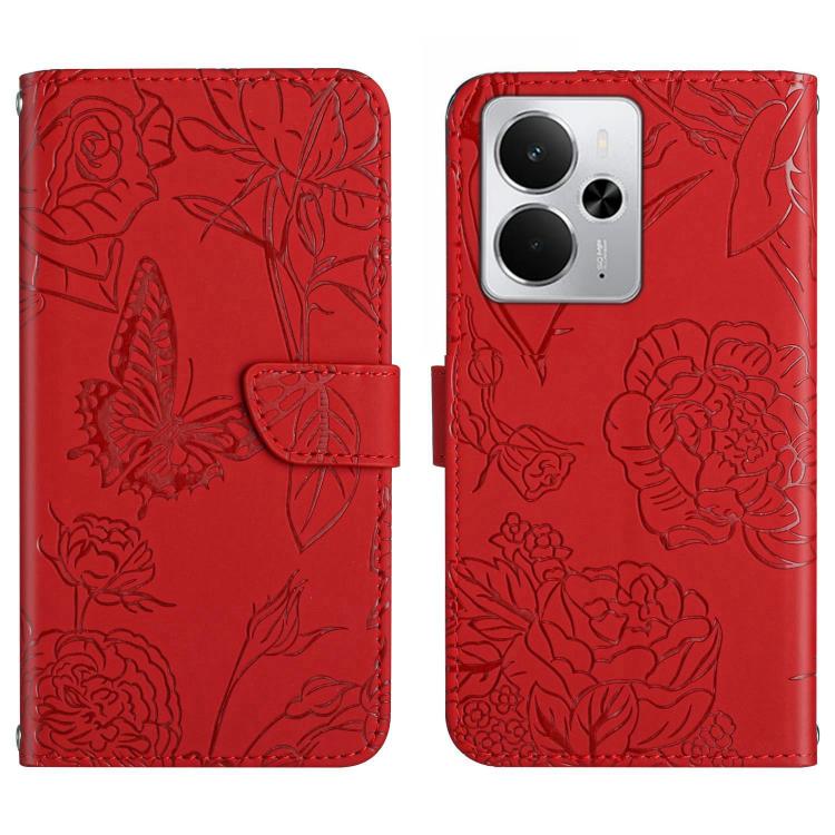 HT03 Skin Feel Butterfly Embossed Flip Leather Phone Case, For Realme C85 5G, For Realme C85 Pro 4G, For Realme 15T 5G, For Realme 15 5G Global / 15 Pro 5G Global, For Realme C71 4G, For Realme C75 5G, For Realme 14 5G Global / P3 5G Global������������...