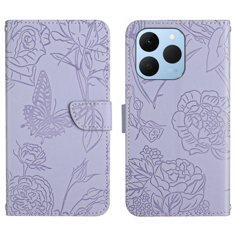 HT03 Skin Feel Butterfly Embossed Flip Leather Phone Case, For Realme C85 5G, For Realme C85 Pro 4G, For Realme 15T 5G, For Realme 15 5G Global / 15 Pro 5G Global, For Realme C71 4G, For Realme C75 5G, For Realme 14 5G Global / P3 5G Global������������...