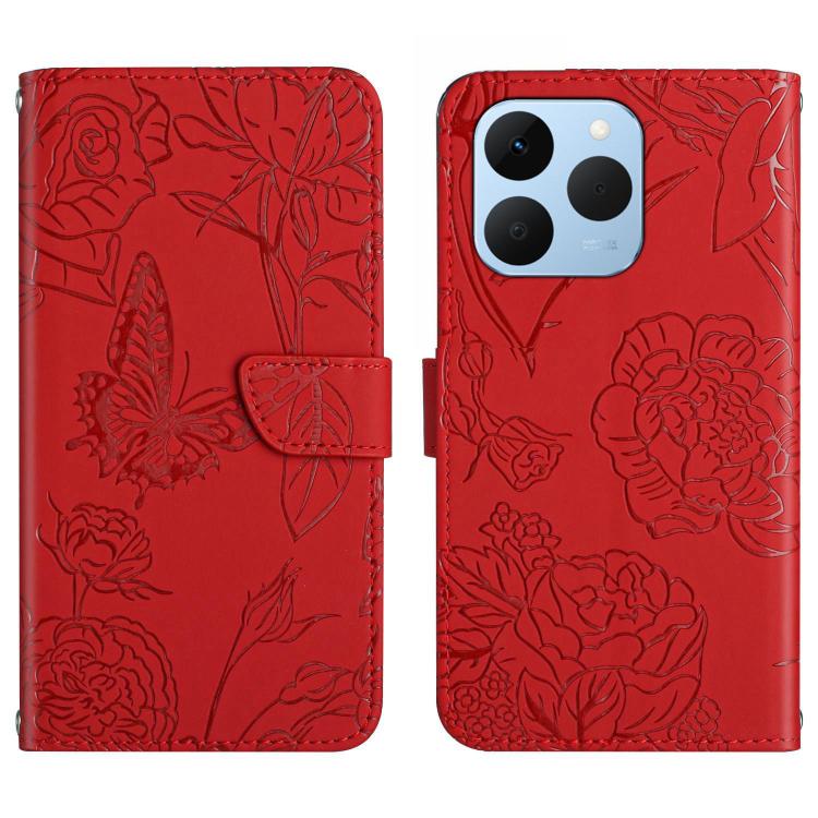 HT03 Skin Feel Butterfly Embossed Flip Leather Phone Case, For Realme C85 5G, For Realme C85 Pro 4G, For Realme 15T 5G, For Realme 15 5G Global / 15 Pro 5G Global, For Realme C71 4G, For Realme C75 5G, For Realme 14 5G Global / P3 5G Global������������...