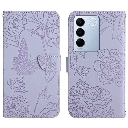 HT03 Skin Feel Butterfly Embossed Flip Leather Phone Case, For vivo V27E 4G Global, For vivo Y02S Global / Y16 4G Global, For vivo Y77 5G Global / Y22S 4G Global, For vivo Y77E 5G, For vivo Y75 5G Global, For vivo Y55S 5G 2023 / Y55 5G / T1 5G         ...
